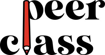 Logo that reads "peerclass" in black font with a red pencil